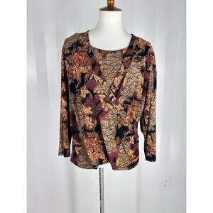 GRAFF Women’s Multicolor Leaf Pattern Blouse Sz XL